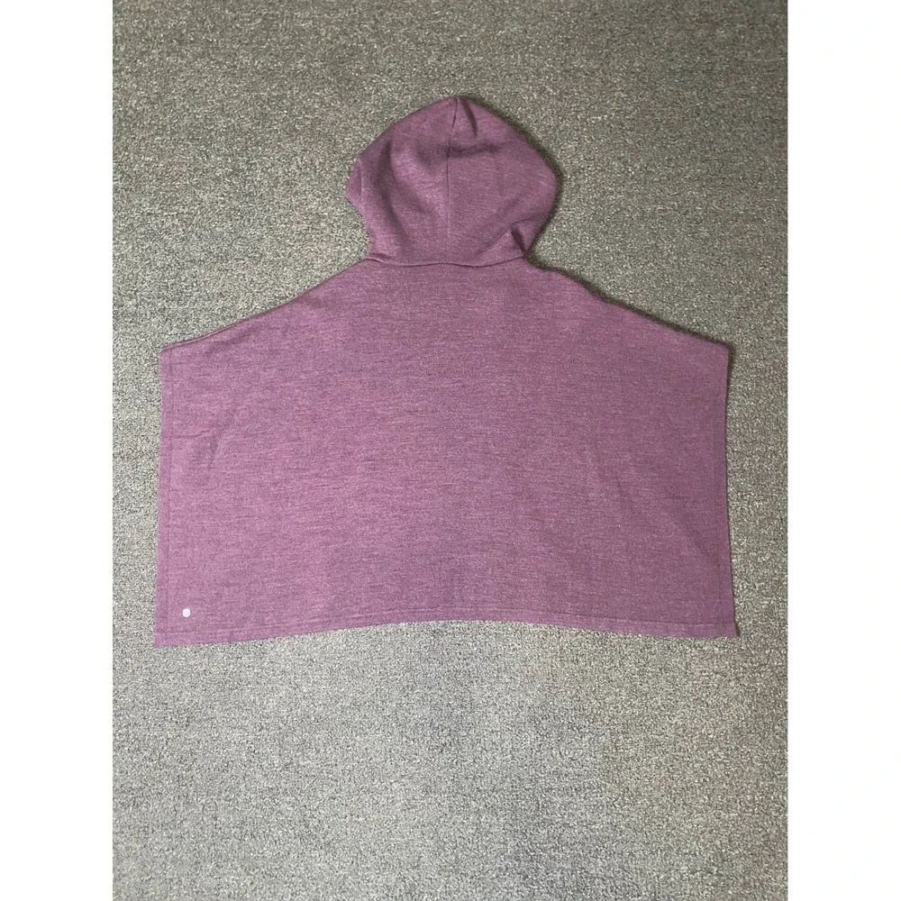 Lululemon Poncho Hoodie Black Cherry Womens O/S Merino Wool Kangaroo Pocket READ
